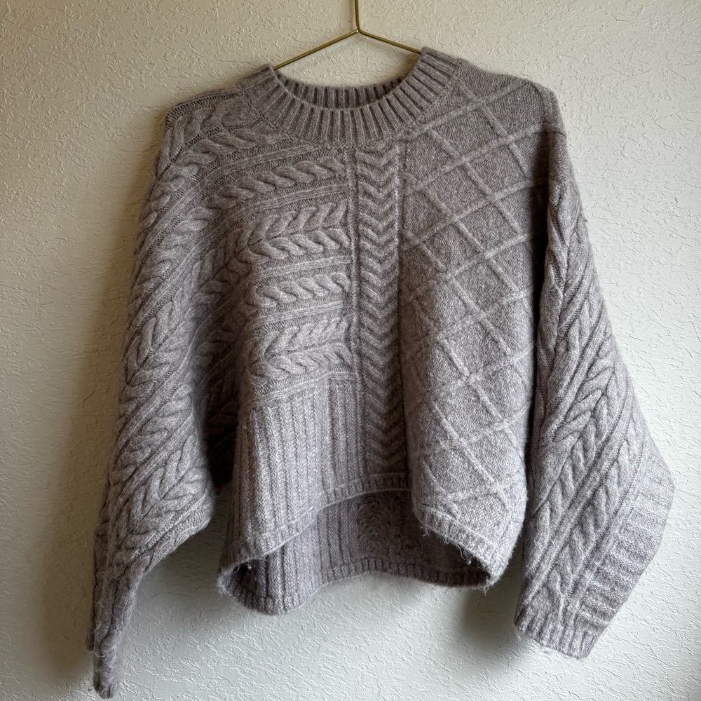 Abercrombie & Fitch Taupe Cable Knit Sweater